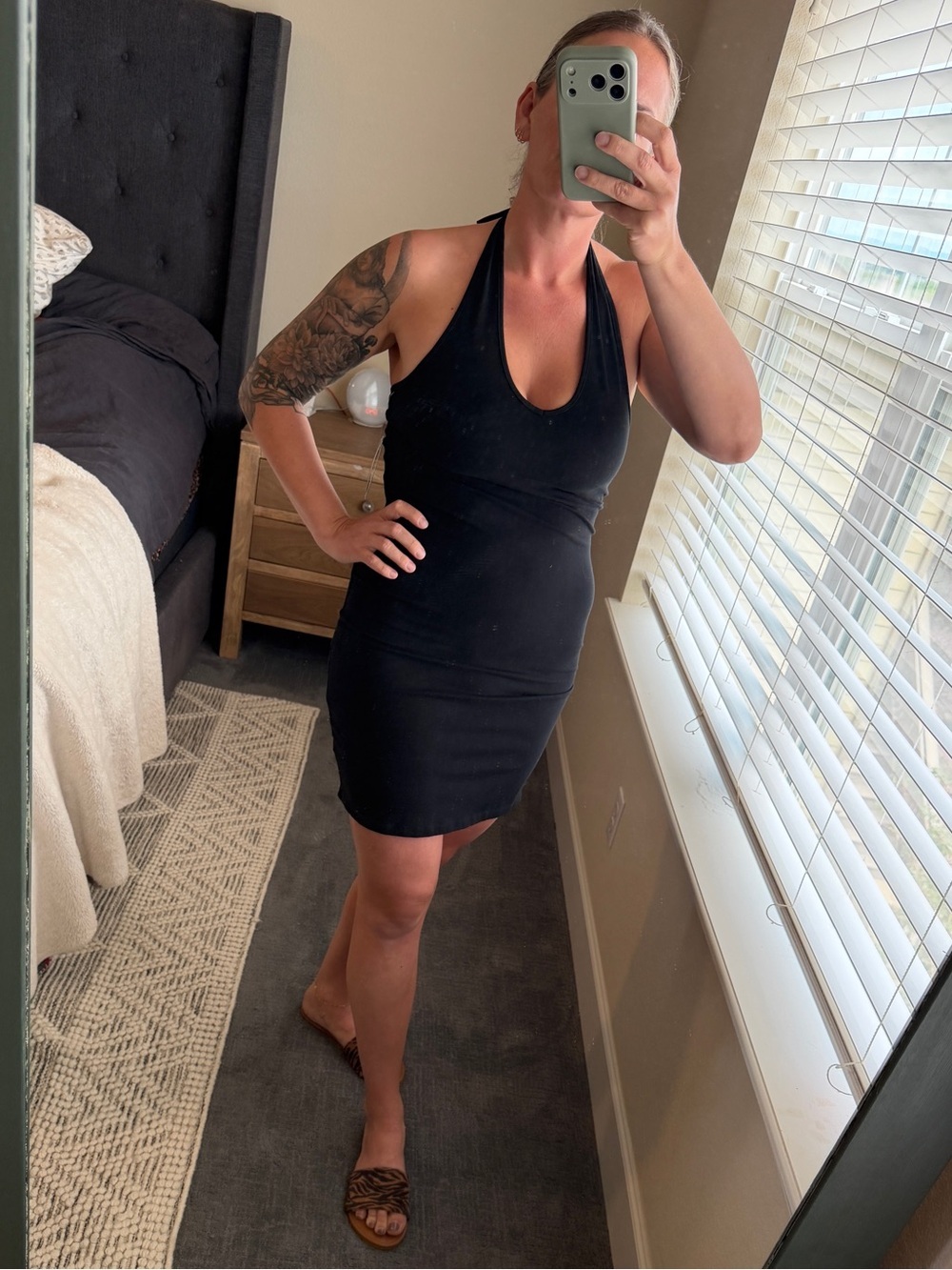 bp Black Halter Bodycon Mini Dress